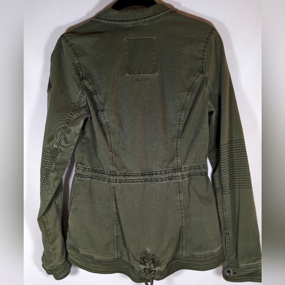 Hollister California Stretch Zip Army Green Long Sleeve Cotton Jacket Size Small - Picture 2 of 10